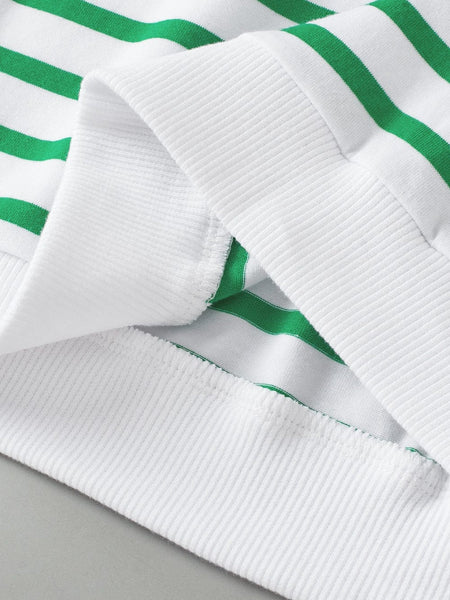 Green Striped Puff Sleeve Southern Belle Tee