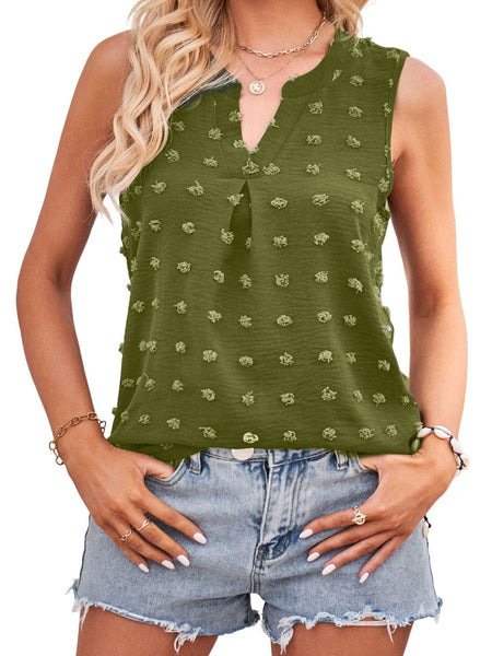 Pom V Neck Solid Color Sleeveless Mini Dress