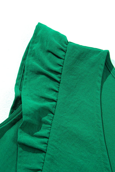 V Neck Sexy Solid Color Casual Fly Sleeve Midi Dress