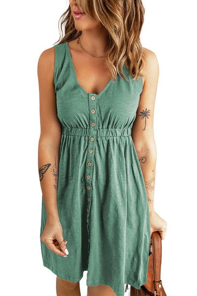 Fashion Solid Color Sleeveless Mini Dress