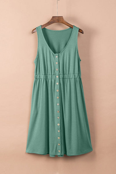 Fashion Solid Color Sleeveless Mini Dress