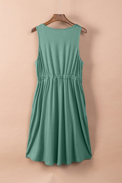 Fashion Solid Color Sleeveless Mini Dress