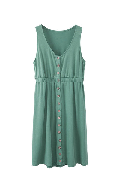 Fashion Solid Color Sleeveless Mini Dress