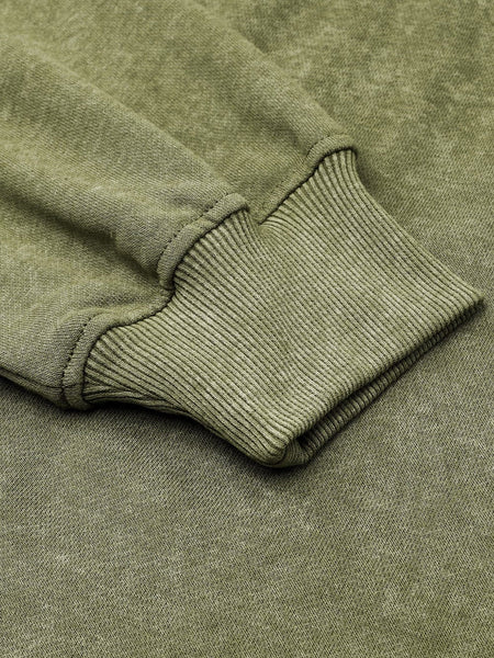 Green Vintage Drop Shoulder Round Neck Pullover Sweatshirt