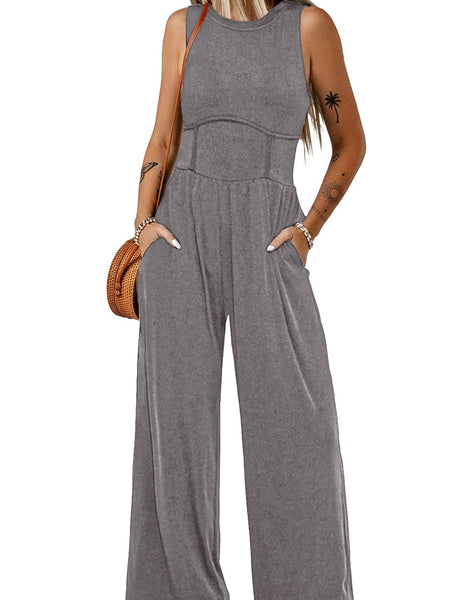Stylish Corduroy Overall Jumpsuit with Patched Pockets for Women, Spring & Autumn Wardrobe