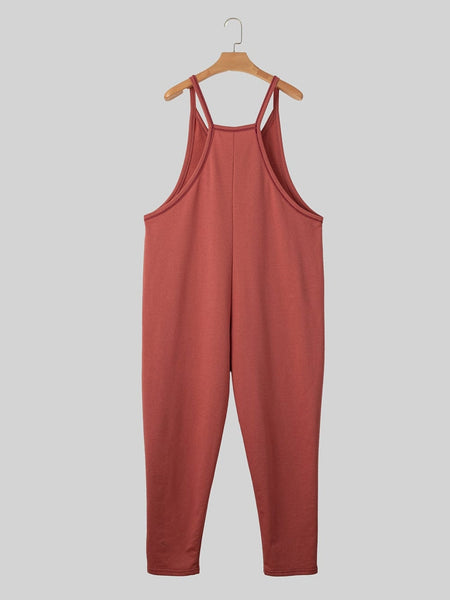 Harem Jumpsuit with Gold Flame Print and Side Pockets
