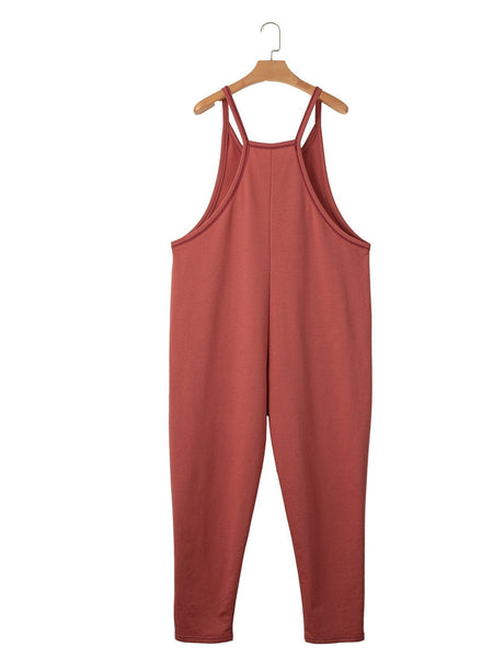 Harem Jumpsuit with Gold Flame Print and Side Pockets