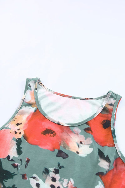High Neck Floral Print Tie Long Sleeve Dress