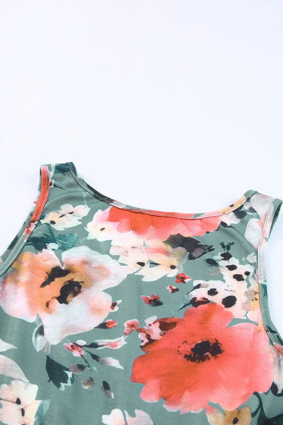 High Neck Floral Print Tie Long Sleeve Dress
