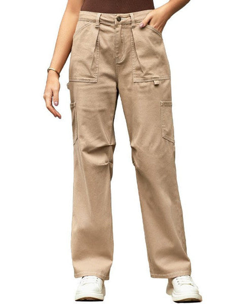 High Waist Straight Overalls With Pockets For Women