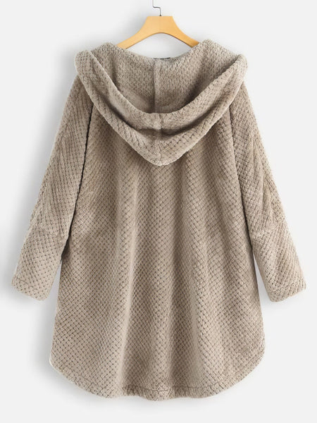 Hooded Double-faced Fleece Sweater Mid-length Jacket