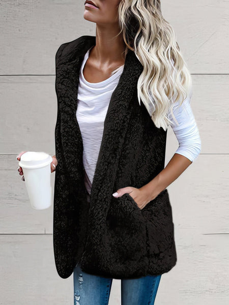 Oversized Teddy Bear Vest with Pockets