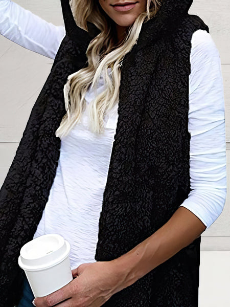 Oversized Teddy Bear Vest with Pockets