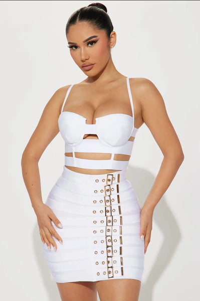 Strapped Skirt Crop Top Set