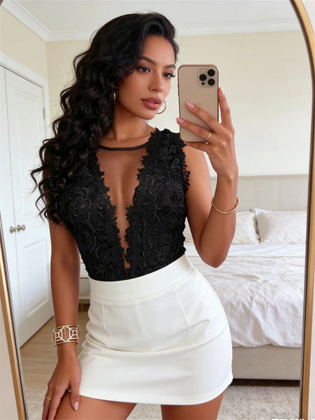 Women's Lace Floral Bodysuit