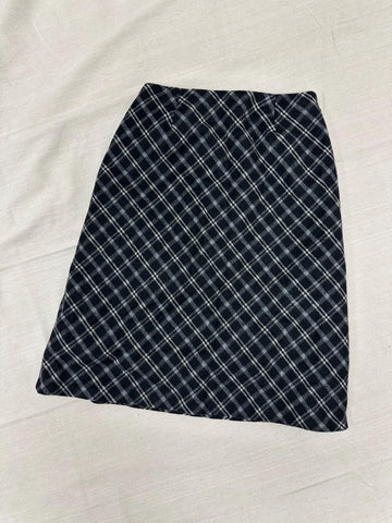 Vintage 90s Black Grey Plaid Aline Pencil Skirt | Grunge | Tag Size Ladies 8