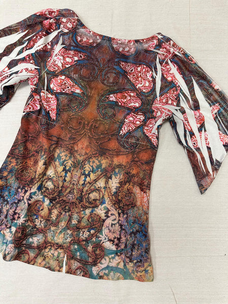Vintage Y2K Paisley Block Dye Abstract Blouse | Size Small