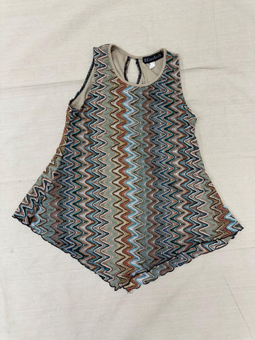 Vintage 90s Elizabeth Zig Zag Strechy Tank Top | Size Medium