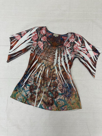 Vintage Y2K Paisley Block Dye Abstract Blouse | Size Small