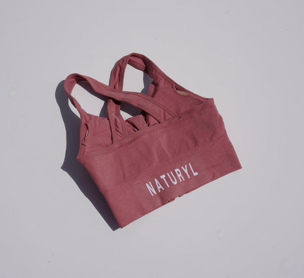 Naturyl Curve Fit Zip Front Sports Bra Rosewater