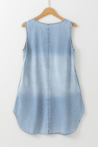 Ins Button Irregular Slit Denim High Waist Skirt