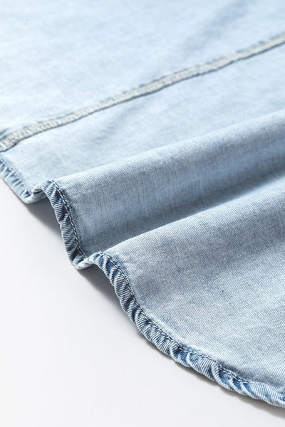 Ins Button Irregular Slit Denim High Waist Skirt