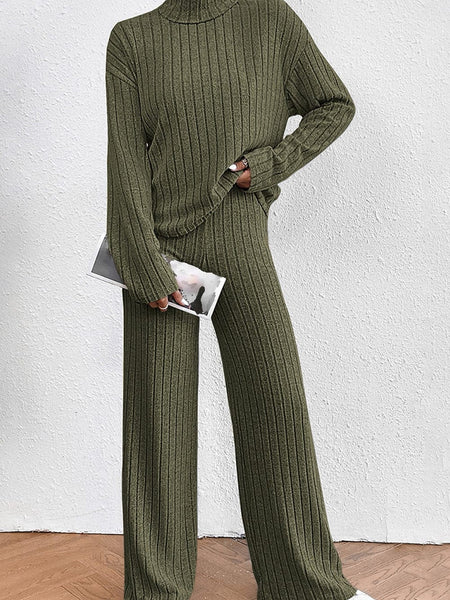 Turtleneck Long Sleeve Sweater and Knitted Skirt Two-Piece Suit with practical styling and dependable silhouette control.