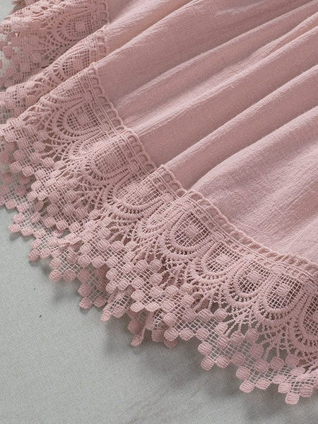 Lace Square Neck Short Sleeve Pullover For Women