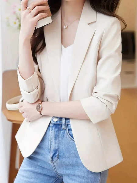 Women's Tailored Notch Lapel Blazer with Gold Button Detail