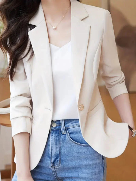Women's Tailored Notch Lapel Blazer with Gold Button Detail