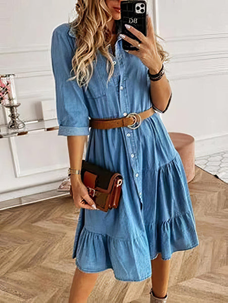 Women's Dark Wash Denim Dress in Blouses & Shirts