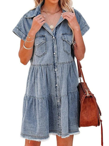 Women's Dark Wash Denim Dress in Blouses & Shirts