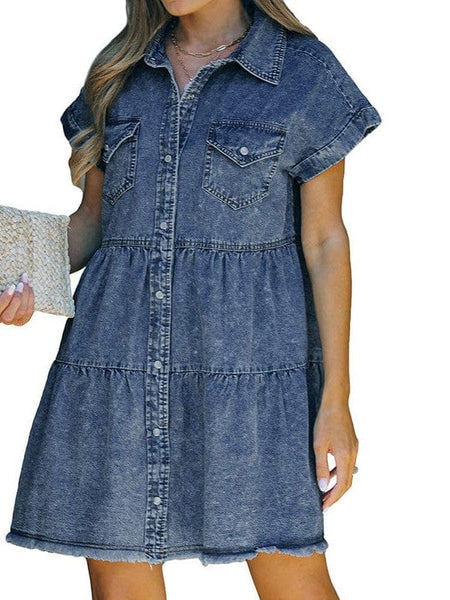 Women's Dark Wash Denim Dress in Blouses & Shirts