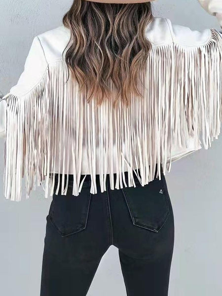 Women's Faux Suede Fringe Western Jacket in Ivory and Sage made for easy styling and wardrobe coordination, with premium-like structure and finish.