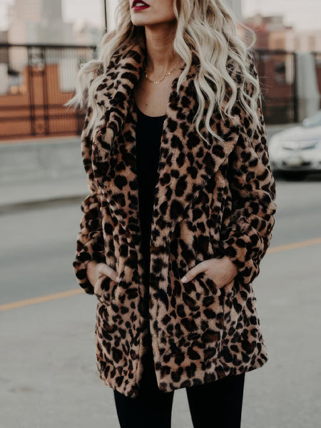 Women's Leopard Print Long Coat