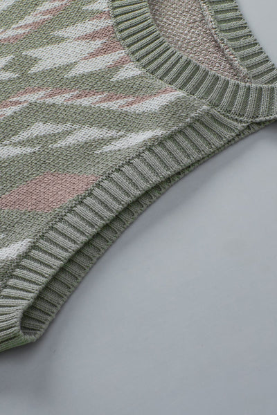 Laurel Green Aztec Print Sleeveless Knit Sweater Tank