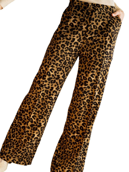 Unique Leopard Print Wide Leg Trousers