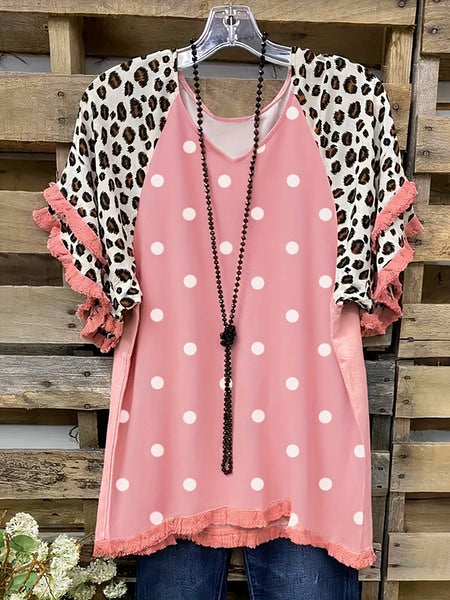 Leopard Print Boho T-shirt for Plus Size Women