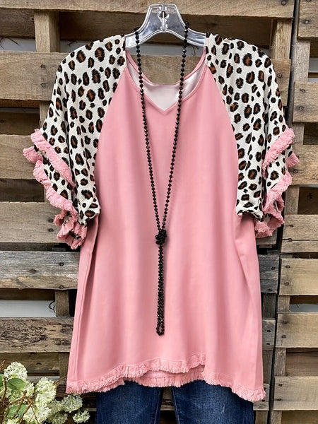 Leopard Print Boho T-shirt for Plus Size Women