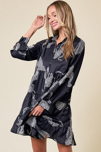Women's Cotton Printed Long Sleeve Loose Casual Maxi Dress