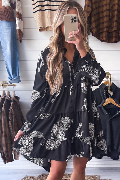 Size Curve Blouses Crane Print Loose Oversized Blouse