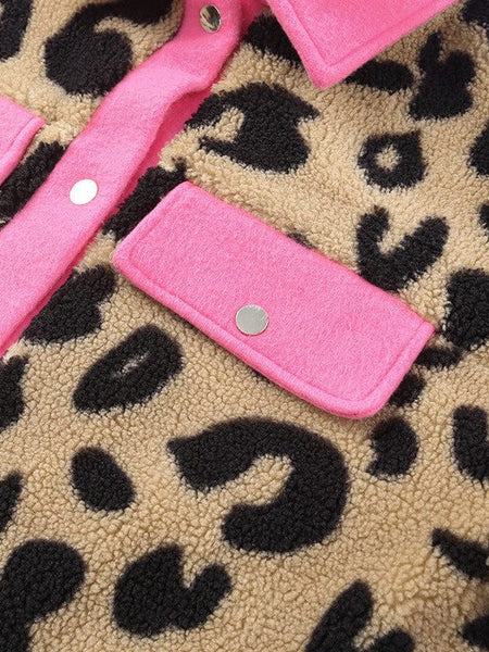 Women's Leopard Print Polar Fleece Cardigan Jacket For Women