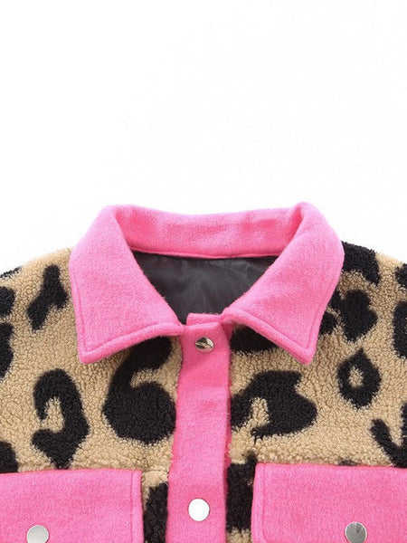Women's Leopard Print Polar Fleece Cardigan Jacket For Women