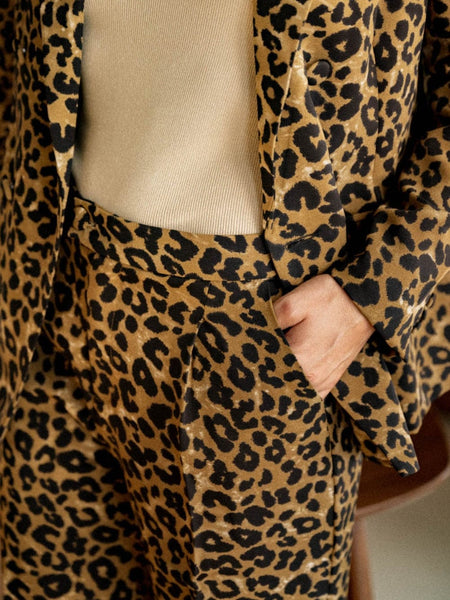 Elegant Leopard Print Wide Leg Pants