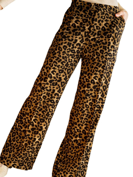 Unique Leopard Print Wide Leg Trousers
