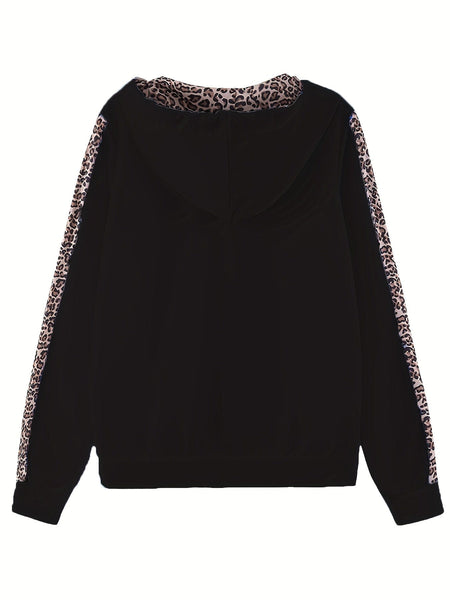 Women's Leopard Print Zip-Up Hoodie and High Waist Elastic Pants Two-Piece Set with practical styling and dependable silhouette control.
