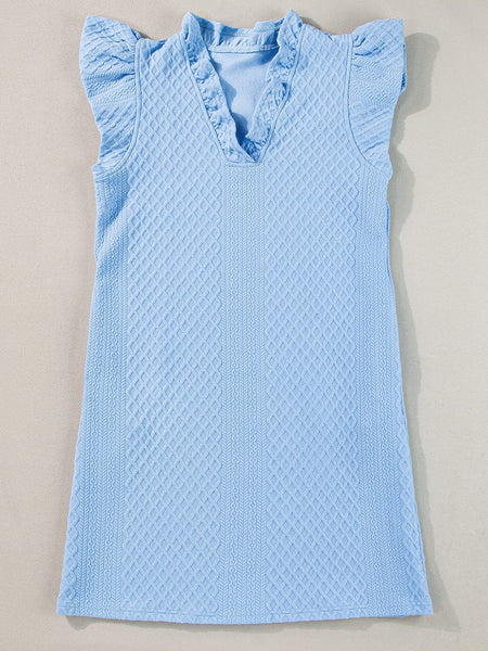 Women's Powder Blue Puff Sleeve Mini Dress in Mini Dresses