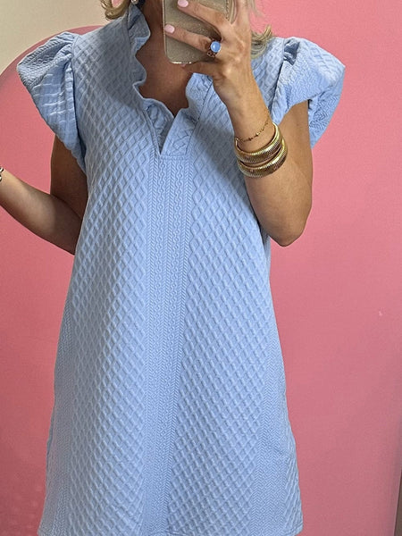 Women's Powder Blue Puff Sleeve Mini Dress in Mini Dresses