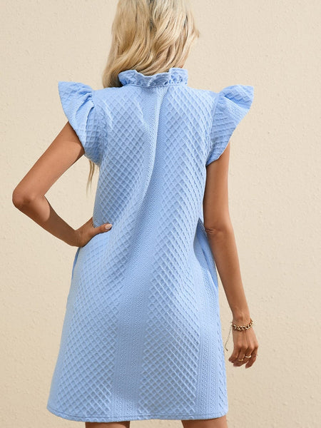 Women's Powder Blue Puff Sleeve Mini Dress in Mini Dresses