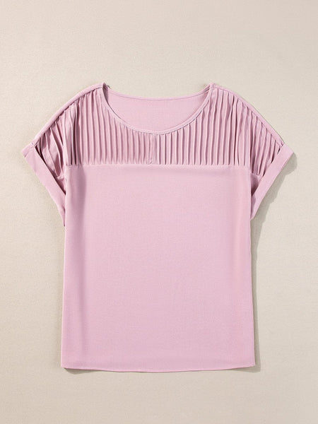 Casual Solid Color Stitching Lace Hollow Short Sleeved T-Shirt